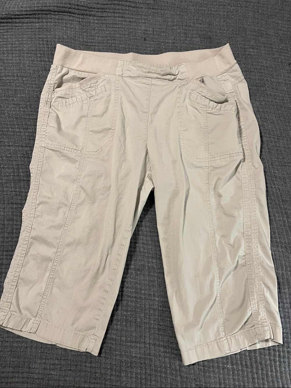 Christopher & Banks Light Beige Pull-On Cargo Bermudas